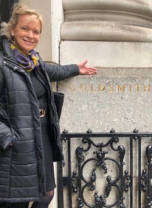 Jill Nes outside the Goldsmith hall in London